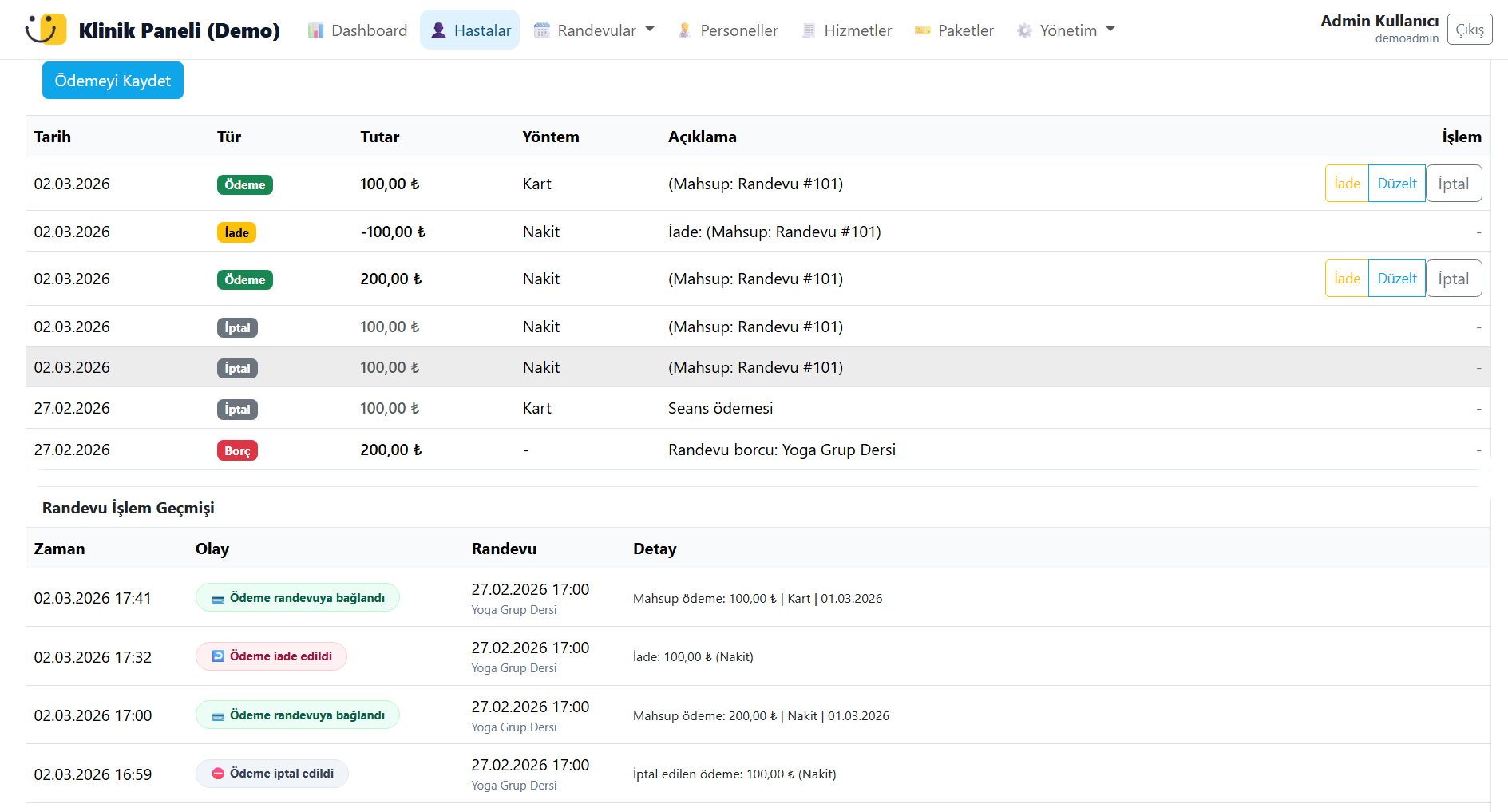 İşlem Geçmişi ve Finans